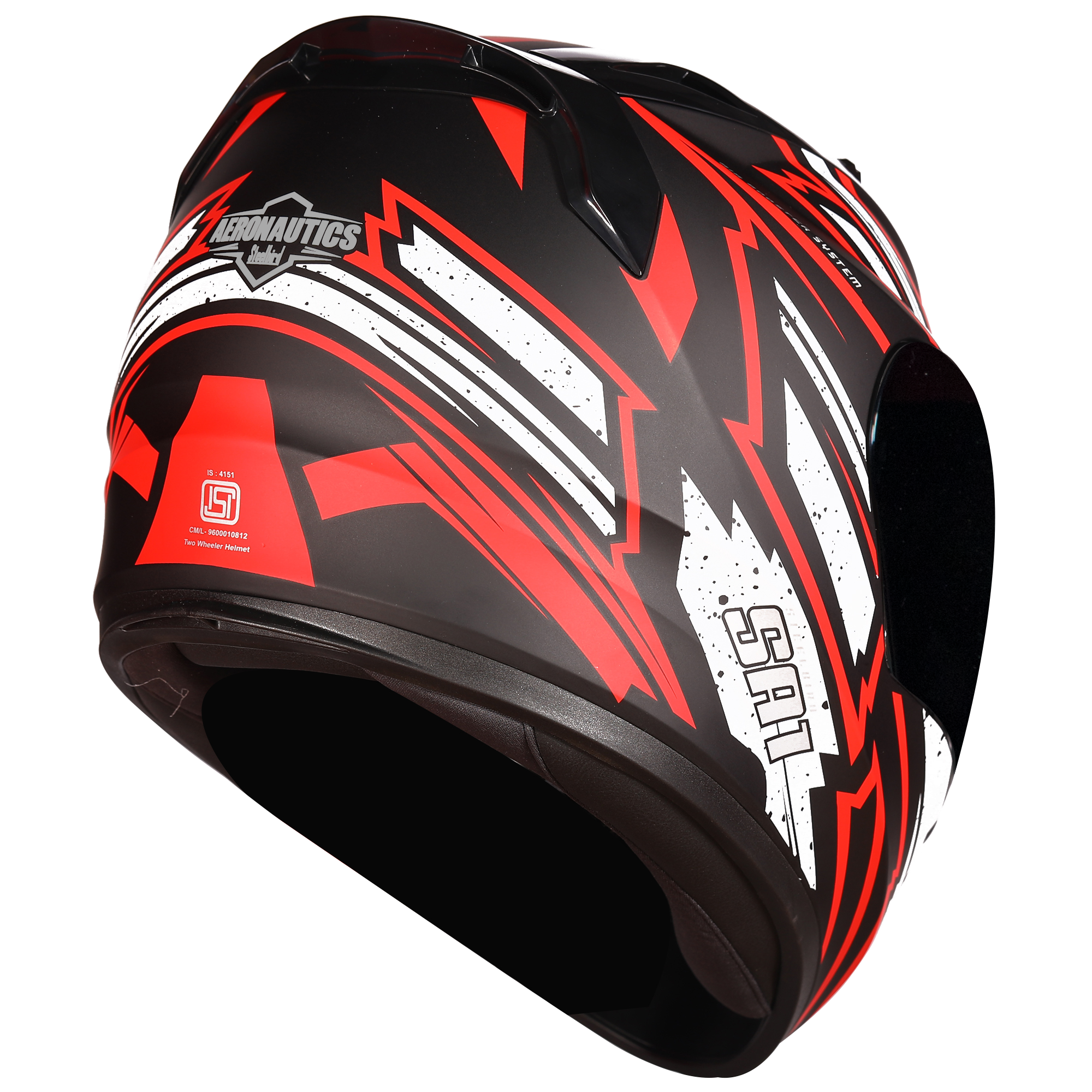 SA-1 BOOSTER MAT BLACK WITH RED - SMOKE VISOR (WITH EXTRA CLEAR VISOR)